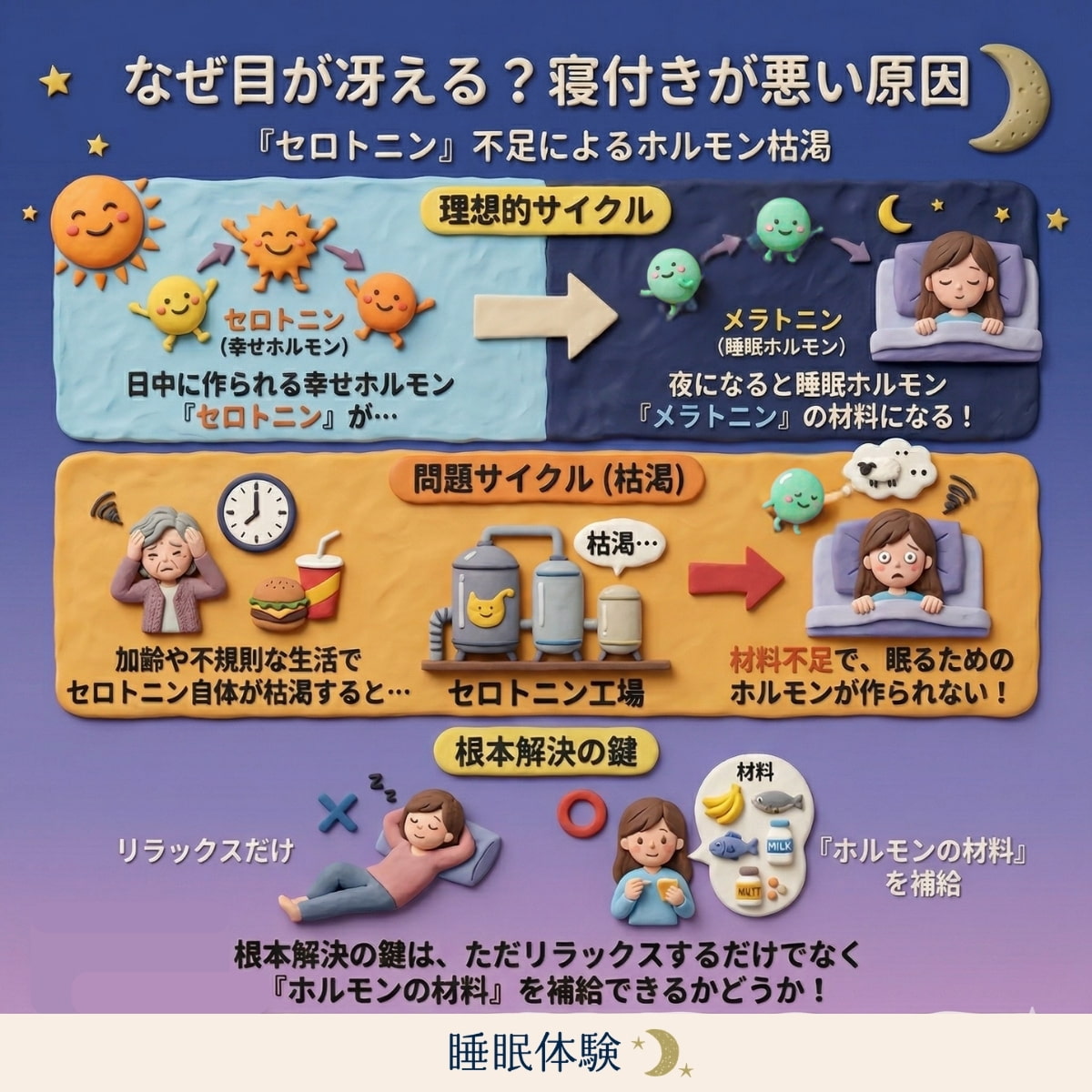 セロトニン不足による睡眠ホルモンの枯渇