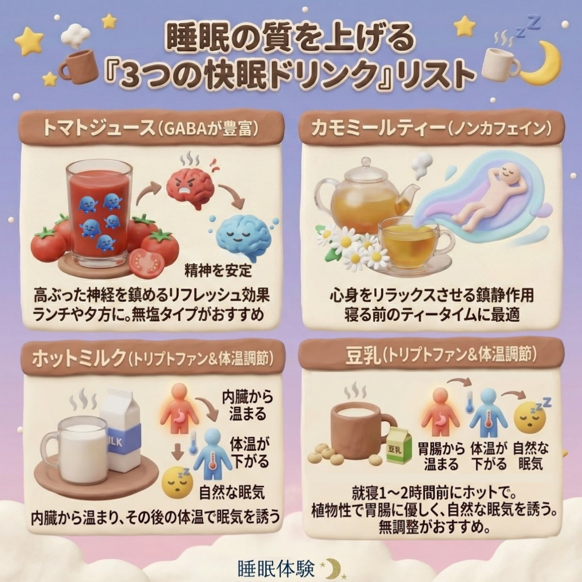 睡眠の質を上げる「飲み物」リスト