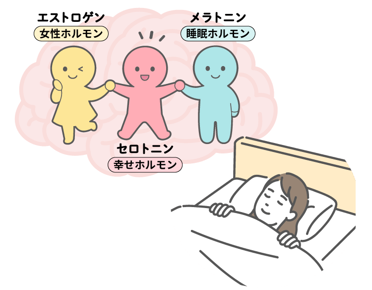 睡眠＆3つのホルモンイメージイラスト