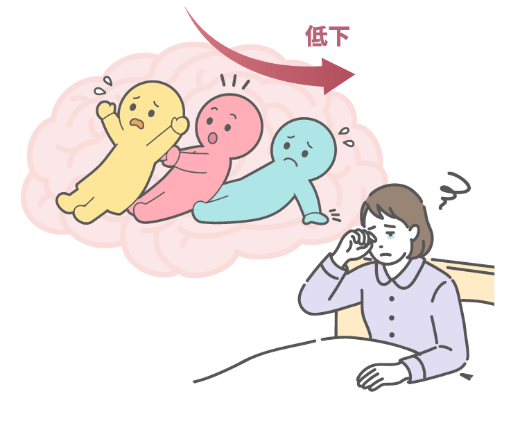 不眠＆3つのホルモンバランス低下イメージイラスト